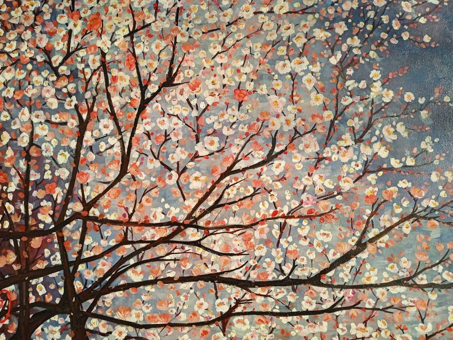 tablou abstract in ulei si acrylic