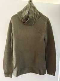 pulover tricotat Hilfiger Denim, marime S, khaki, 100% bumbac