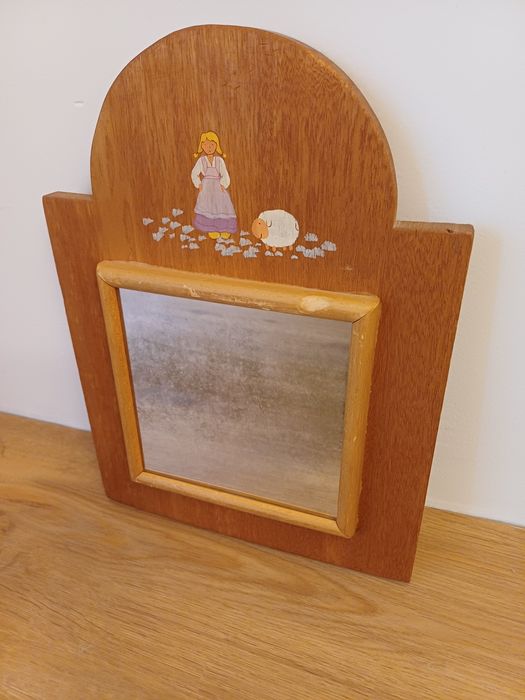 Accesoriu decorațiune vintage colectie lemn sticla Franța 1950