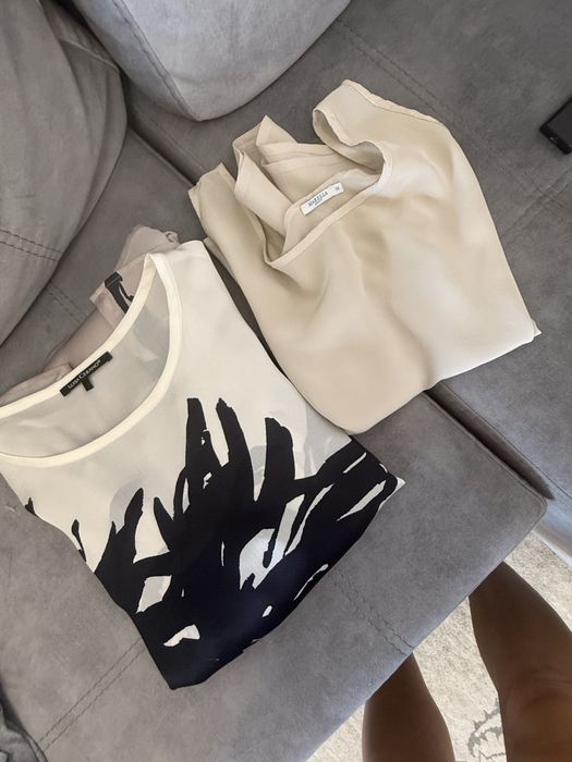 Set pantalon conic Stefanel / bluza matase naturala + maieu matase cad