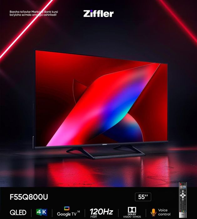 Телевизор Ziffler Qled + 120Hz 4K UHD Google TV Dolby vision + Atmos