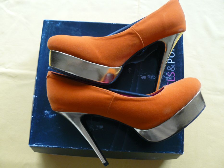 Pantofi Dama HEELS & PUMPS Model Edita, Cu Toc Inalt,Culoare Orange,40