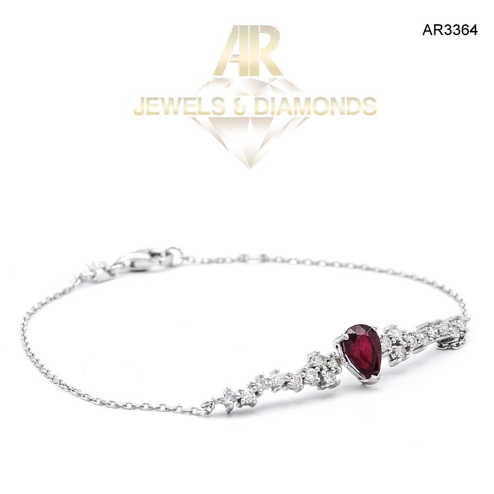 Bratara Aur Alb cu Diamante si Rubin model nou ARJEWELS(AR3364)