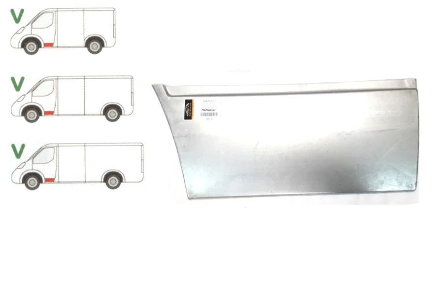 Segment reparatie panou usa Mercedes Sprinter, 01.1995-01.2007; Vw Lt Ii, 05.1996-12.2005, montare fata, stanga, otel 1,00 mm, galvanizat; joasa; inaltime 310mm, RapidAuto