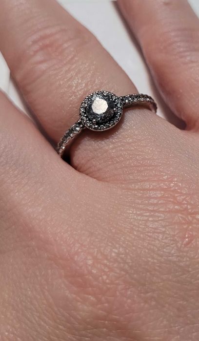 Inel Pandora din argint cu halo si cubuc zirconia