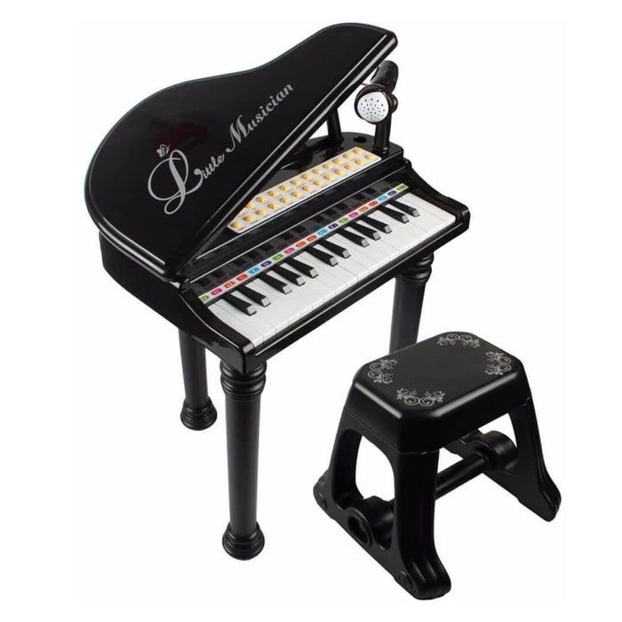 Доставка бесплатная! Черное электронное пианино с микрофоном и стулом.