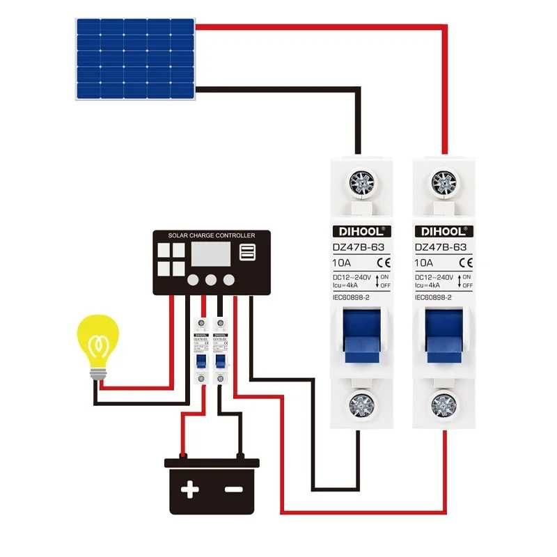 Siguranțe automate dc 12v, 24v, 48v, 500v curent continuu cc