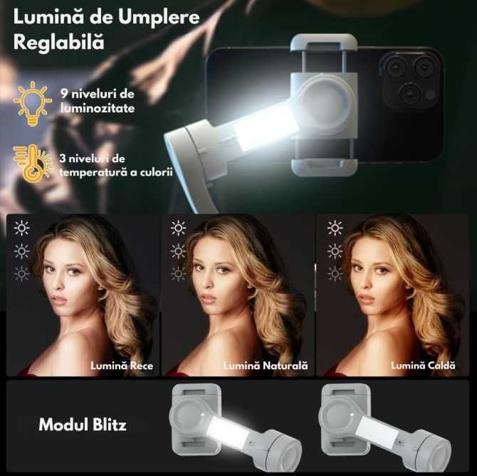 Stabilizator pentru telefon si GoPro, Gimbal stabilizare foto si video