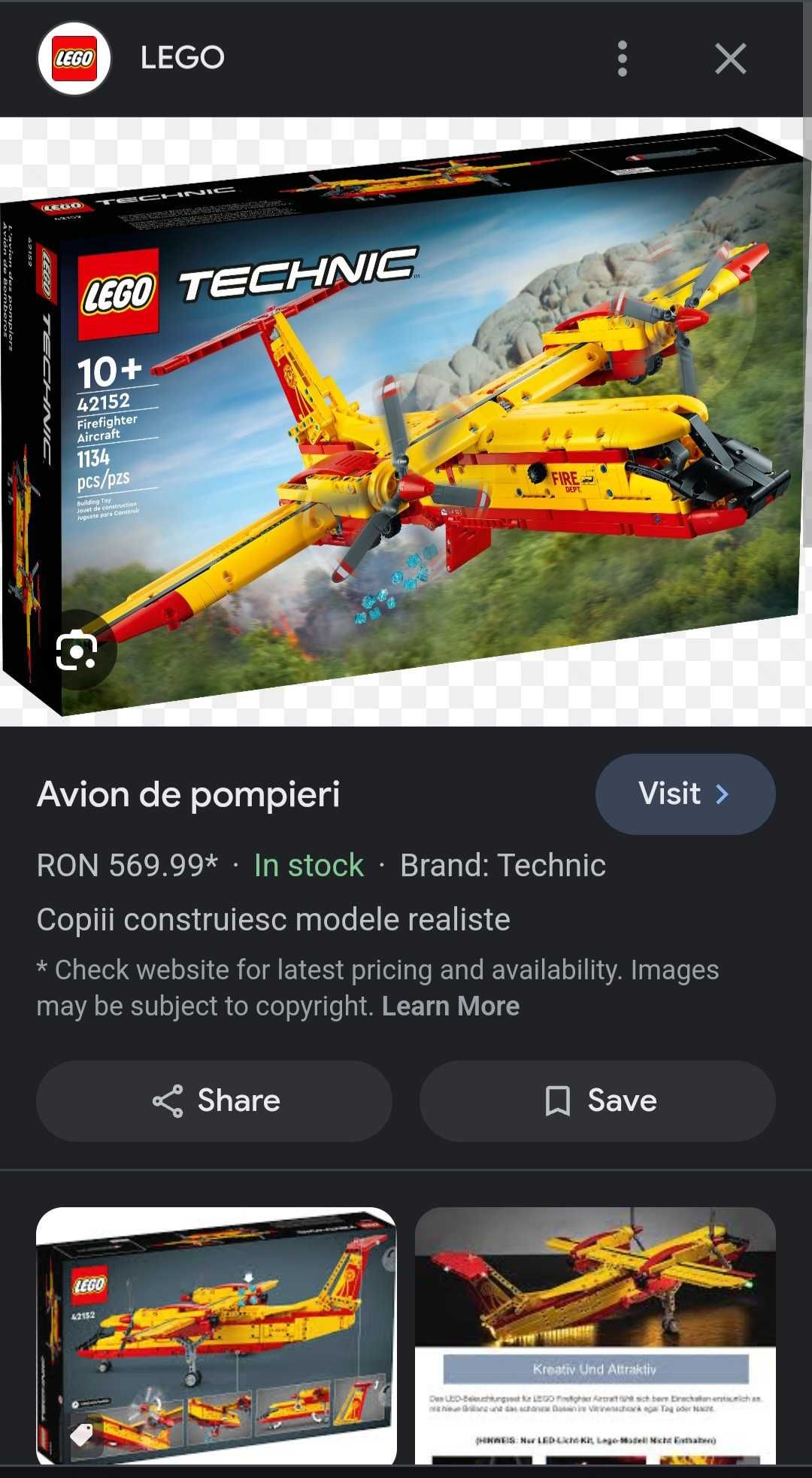 Avion de pompieri Lego tehnic