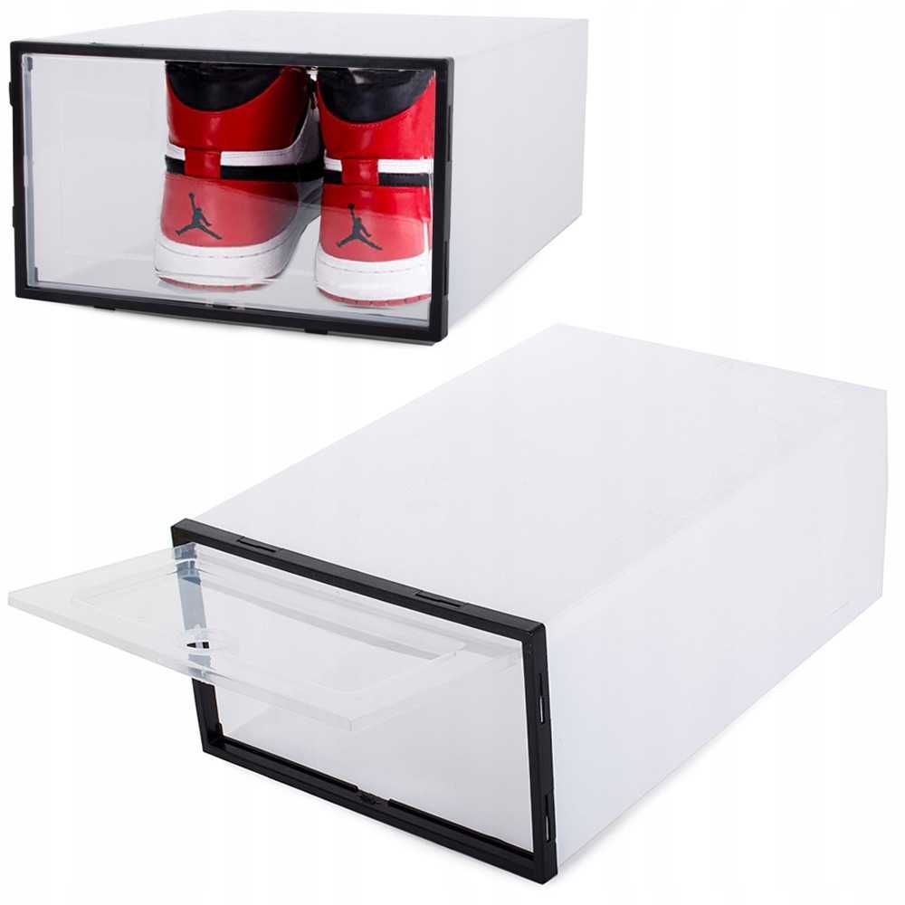 Set 3 cutii organizatoare pantofi cu capac rabatabil transparente
