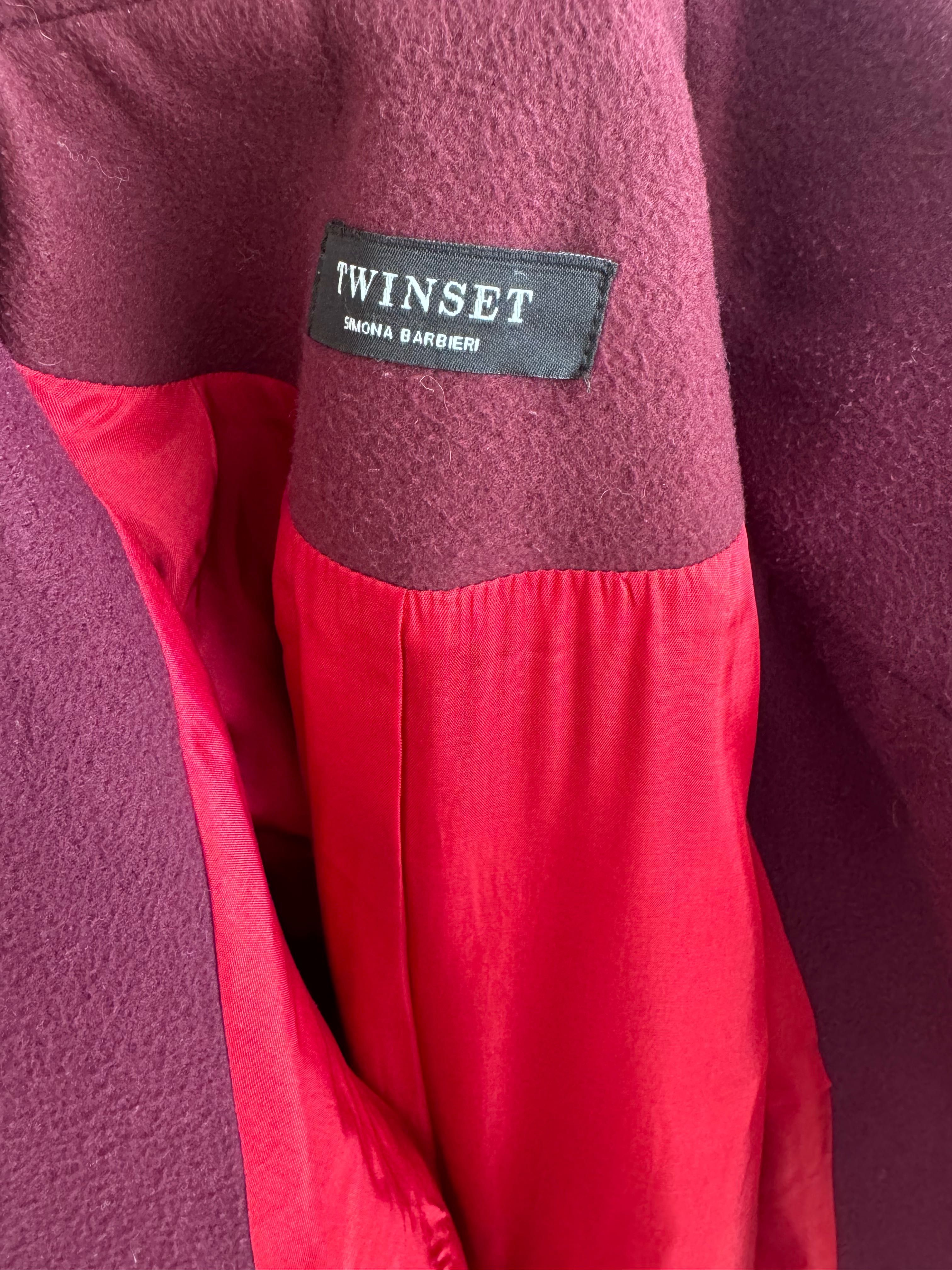 Палто Twinset цвят бургунди