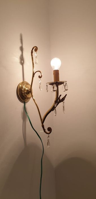 Accesoriu decorațiune aplica perete alama cristal Franța 1930