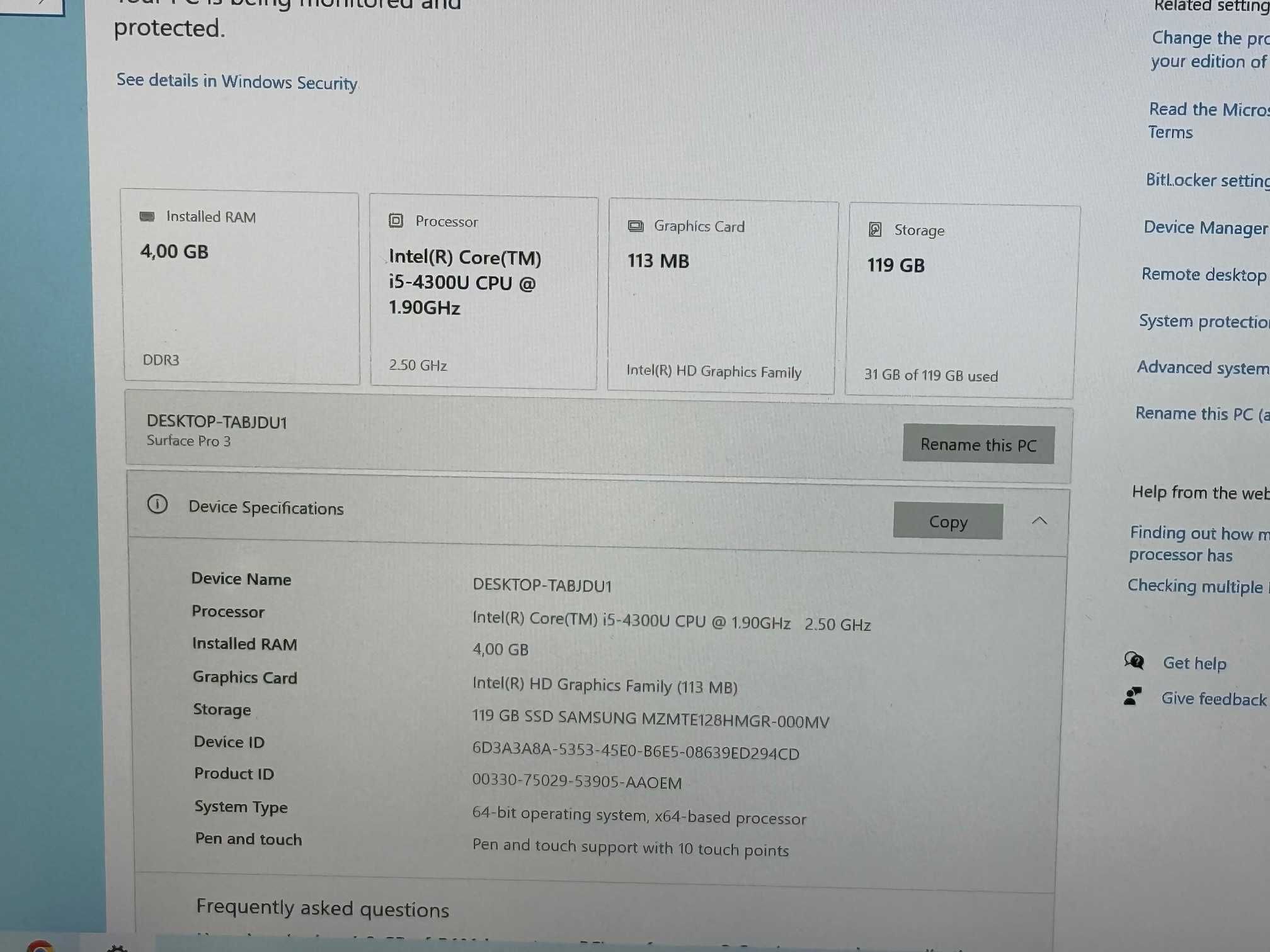 Microsoft Surface Pro 4 i5 4th/4RAM/128SSD