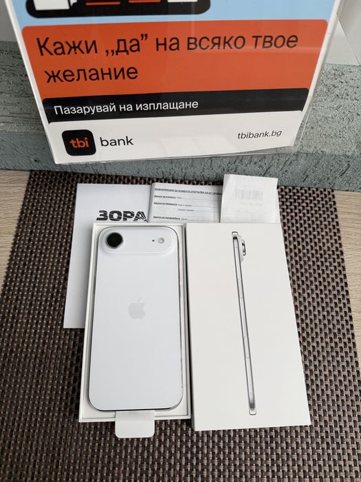 НОВ!! ЛИЗИНГ 75лв/м•iPhone 17 AIR 256 White Cl* айфон 17 AIR 256 бял