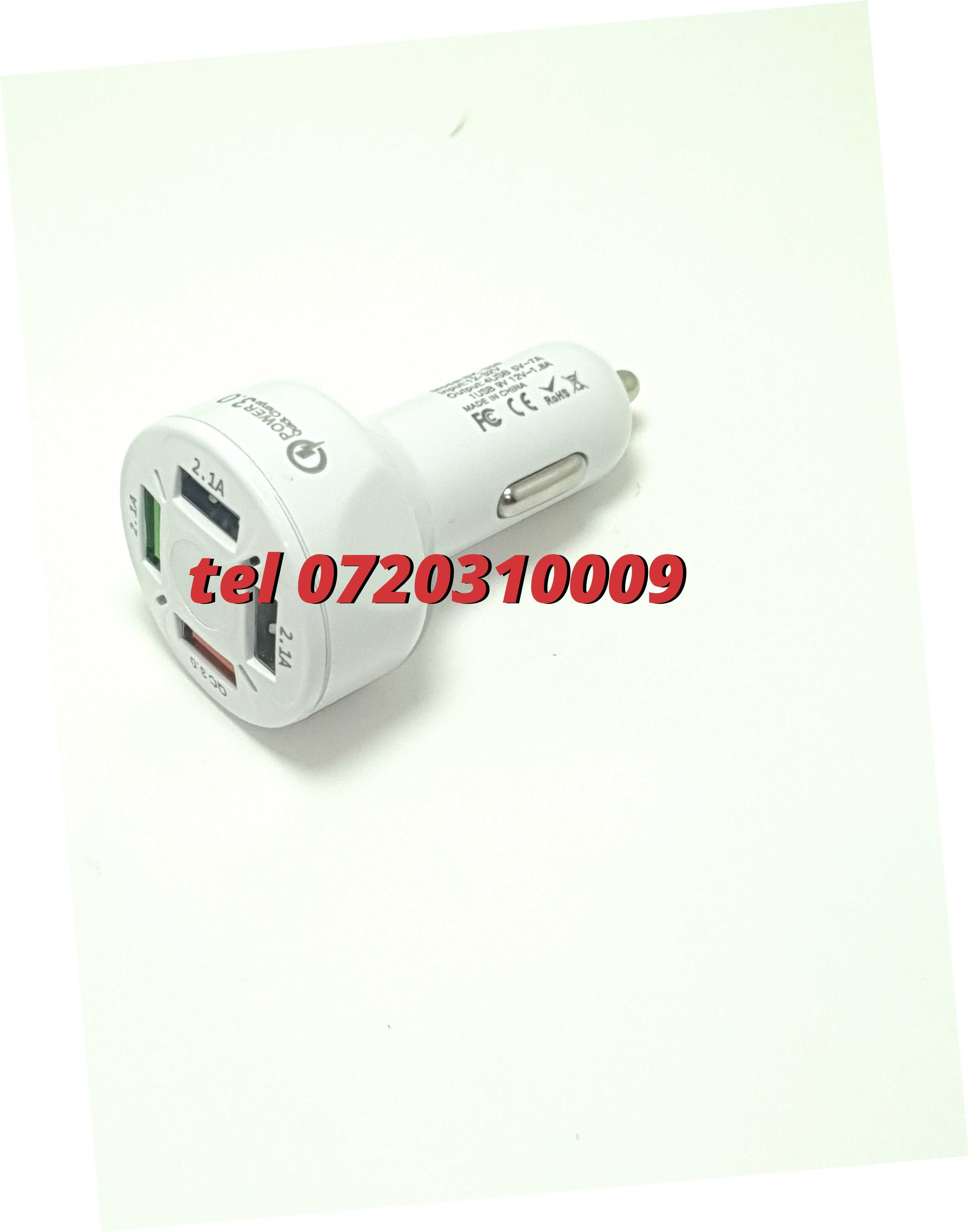 Incarcator Masina Auto 4 Porturi Bricheta Usb Qc Incarcare Rapida