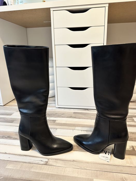 Cizme negre piele Zara noi