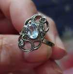 Inel vintage argint cu topaz si zirconii