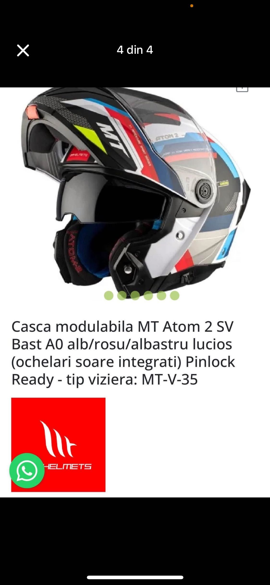 Cască moto Mt Atom2 Flip-up cu intercom instalat+încă un intercom