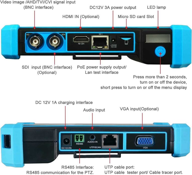 Tester IPC-5200 plus/Тестер IPC-5200 плюс поддержка POE, HDMI,VGA вход