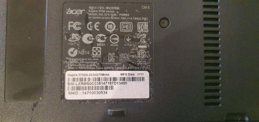 Laptop Acer 5750 G defect