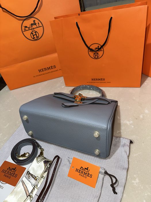 Geanta Hermes Kelly 28cm Blue/accesorii gold