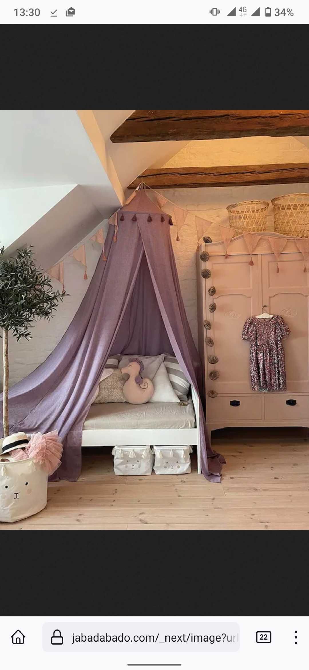 Балдахин за детско легло/стая  Jabadabado - цвят розово-лилав