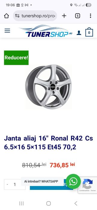 Jante Ronal Made in Germany 6.5JX16H2 ET 45