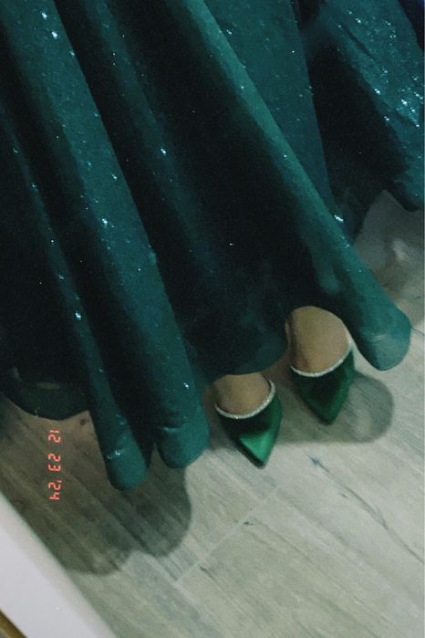 бархатные туфли изумруд