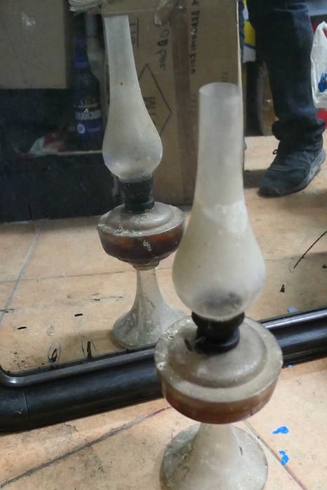 Lampa Veche Vintage Fitil Ulei Veghe Luminator Lumina 50cm Sticla