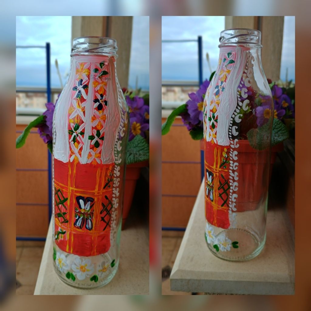 Ръчно рисувана бутилка/ ваза