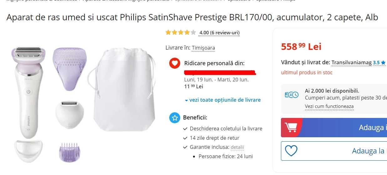 Aparat de ras umed si uscat Philips SatinShave