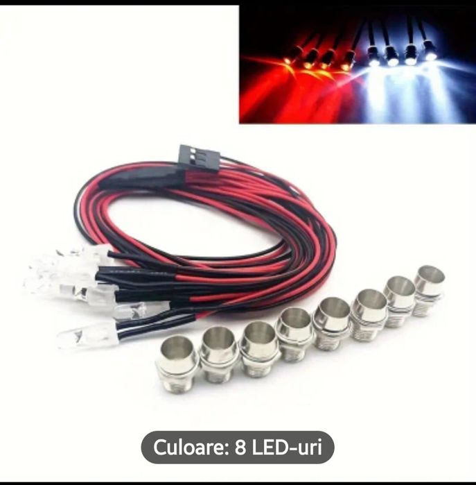 Kit lumini automodel rc cu 8 sau 12 leduri cablu y mufa esc servo