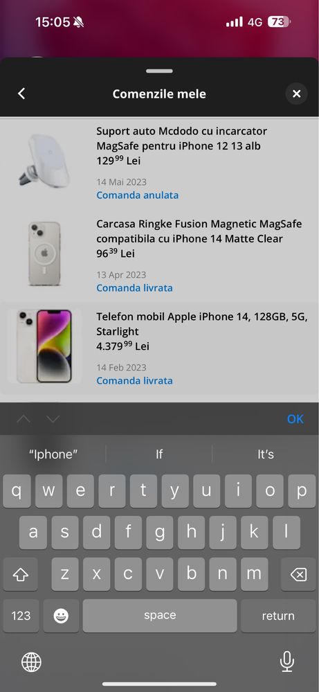 Iphone 14 128gb, alb starlight, in garantie