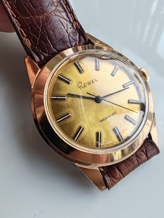 Ceas Rewel Placat cu aur 37 mm Mecanic
