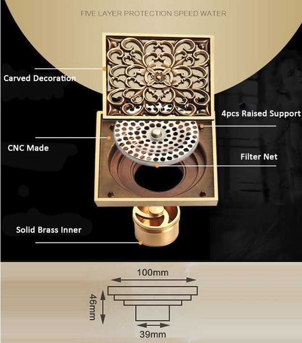 Sifon scurgere pardoseala baie, dus, alama