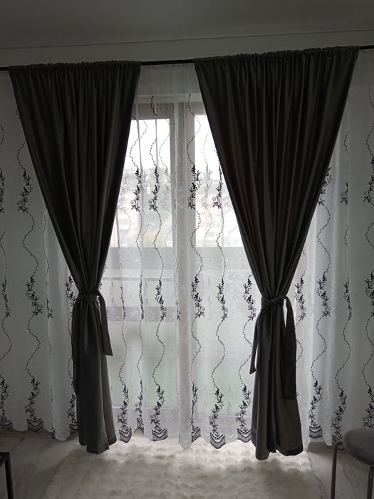 Perdea din in + draperii catifea