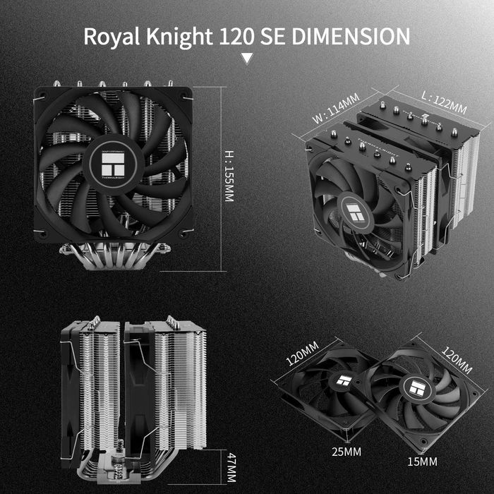 Cooler CPU procesor aer Thermalright Royal Knight 120 SE,PWM AMD Intel