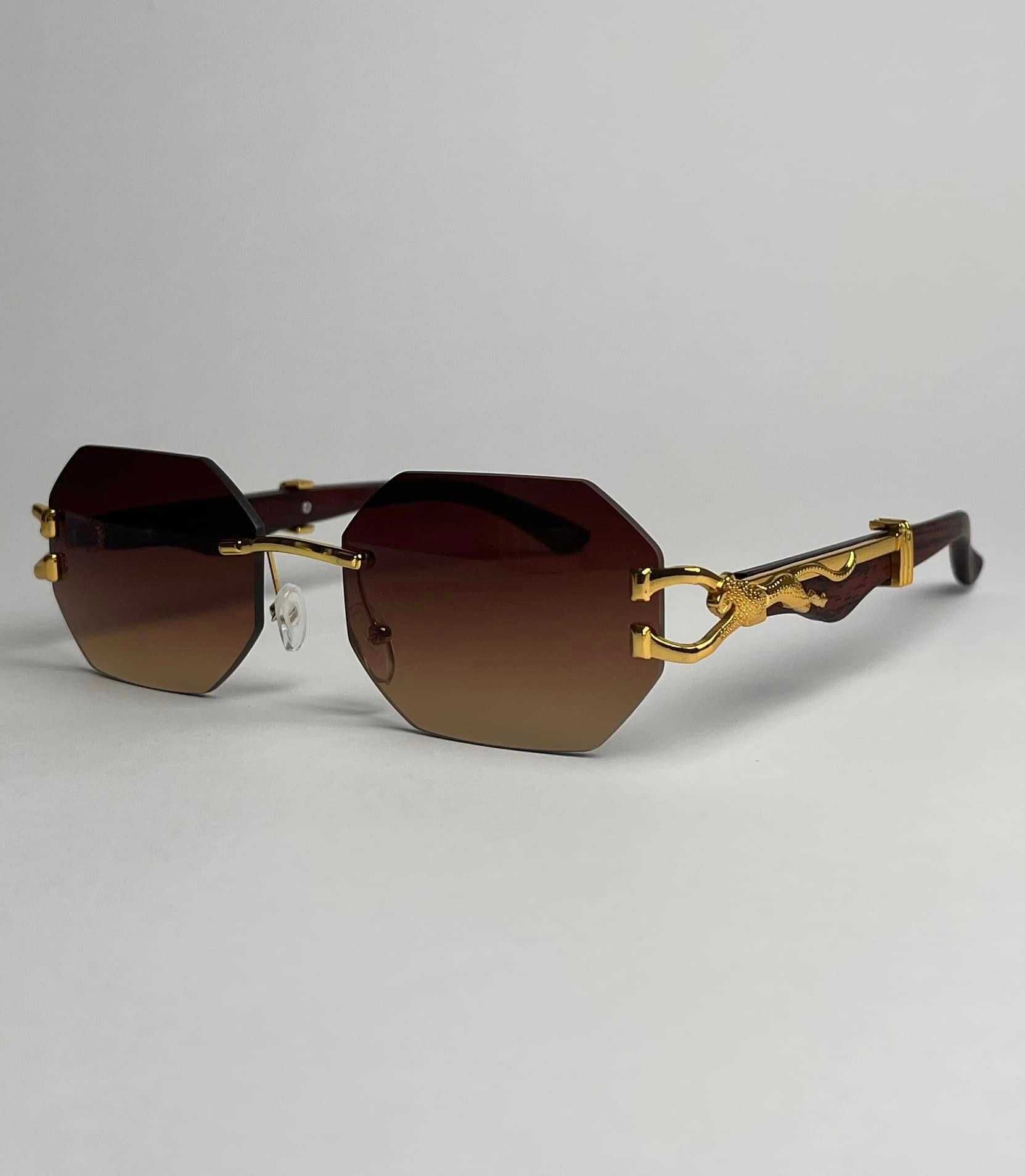 Слънчеви Очила Cartier Черни La Phanthere Кафяви Златни УВ400 CE