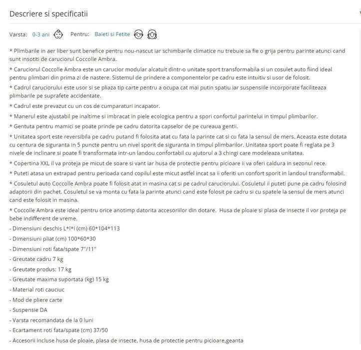 Carucior bebe 3 in 1 Coccolle Ambra Gri