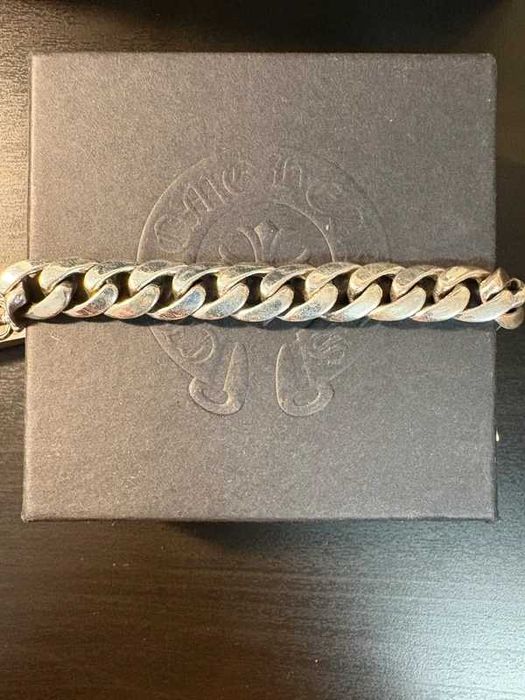 Chrome Hearts .925 Silver Smooth Cuban Link Dagger ID Bracelet