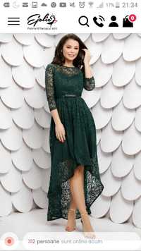 Rochie trena dantela verde marimea M