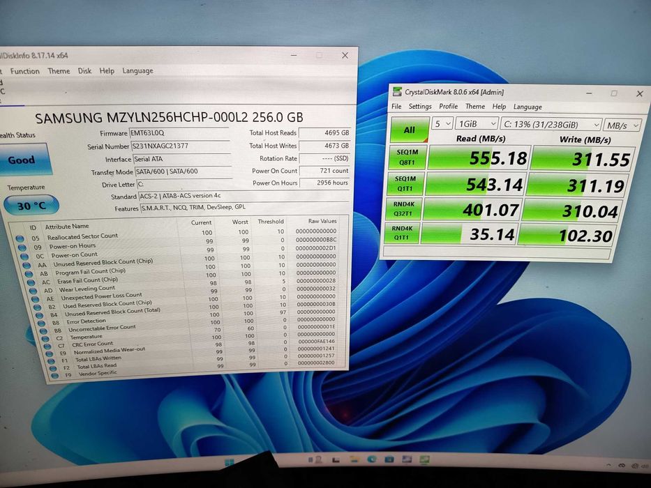 SSD Samsung PM871 de 256gb sata3  + windows 11 instalat pe el