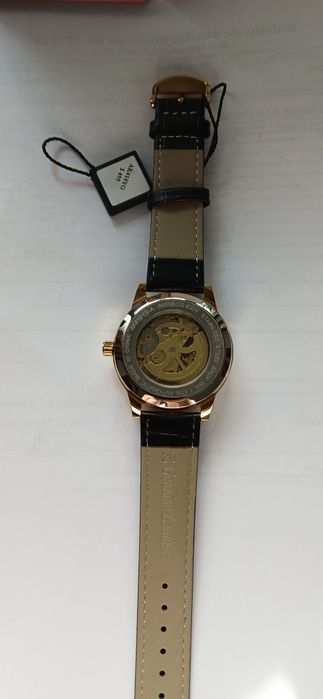 Ceas Akribos automatic skeleton auriu nou