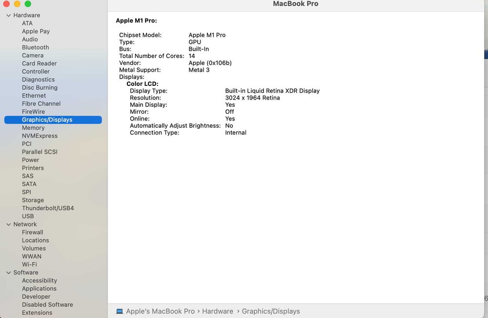 Macbook Pro 14" M1 Ssd 500gb Ram 16Gb Baterie 92%
