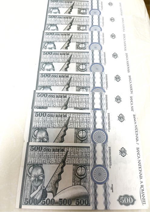 Bacnote 500 lei, consecutive 8 bucati, impecabile