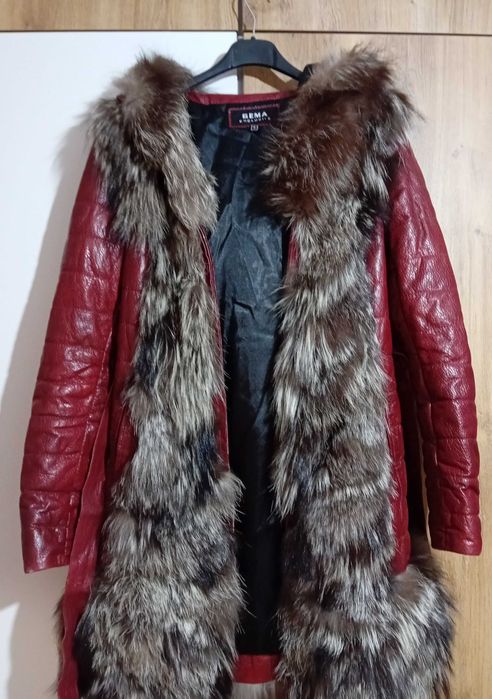 Зимно яке естествена кожа с яка от норка
