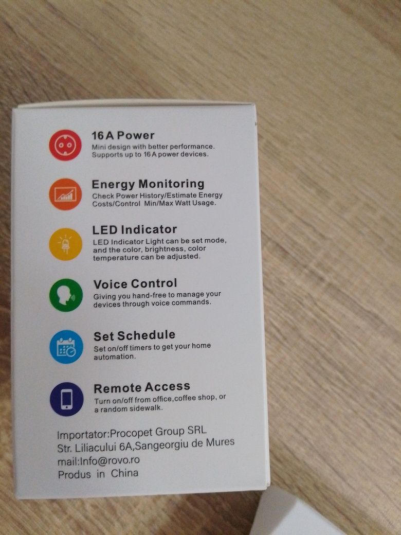 Priza inteligenta Rovo A12, Wi-Fi, 16A, monitorizare consum energie