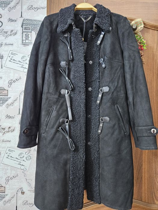 Классическая дубленка из стрижеченной овчины и со вставками из каракул