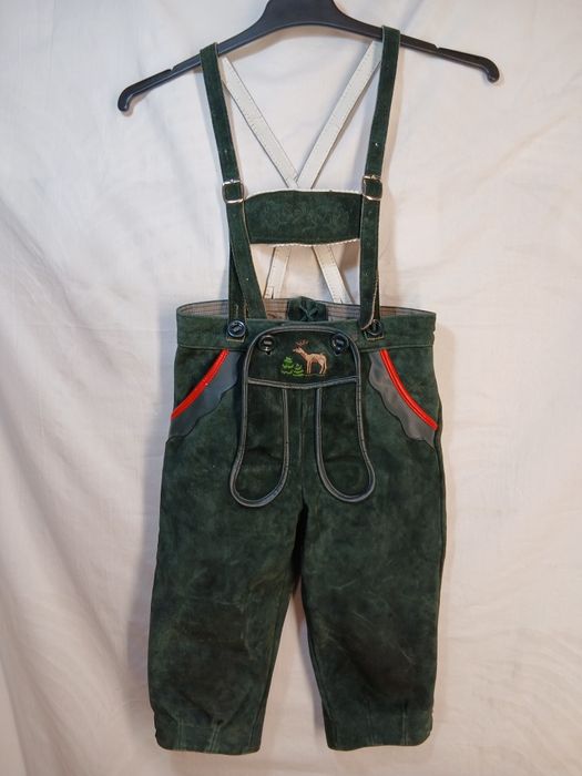 Pantaloni bavarezi copii nr 116 piele Lederhose tirolezi