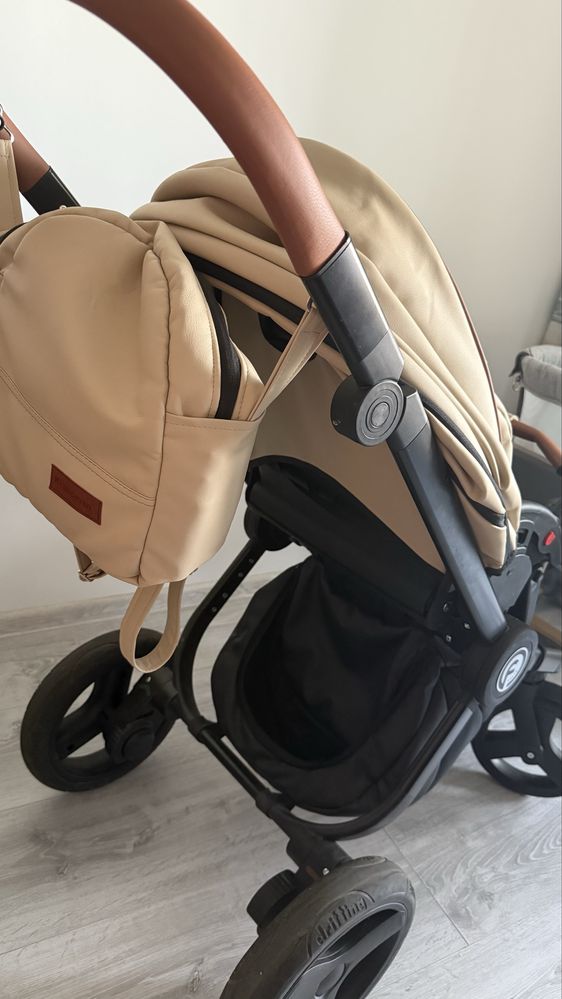 Carucior 3 in 1 krusman Topaz Lux Beige – Testat ADAC, piele ecologica